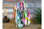 Multi-Color Paint Drip Monkey Statue - Quirky Resin Chimp Pop Art Ornament