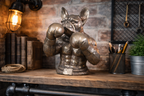 Antique Bronze Boxing French Bulldog Bust - Quirky Resin Frenchie Statue