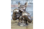 Antique Bronze Boxing French Bulldog Bust - Quirky Resin Frenchie Statue