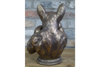 Antique Bronze Boxing French Bulldog Bust - Quirky Resin Frenchie Statue