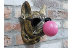 Gold French Bulldog Bubblegum Wall Decor - Pink Bubble Resin Dog Art