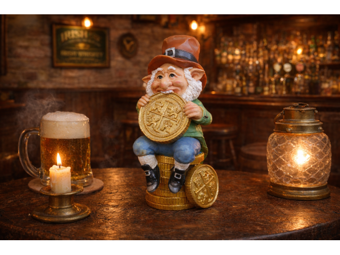 Leprechaun Sat On Gold Coins