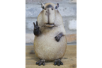 Quirky Resin Capybara Peace Sign Figurine - Cute Animal Home Table Decor