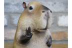 Quirky Resin Capybara Peace Sign Figurine - Cute Animal Home Table Decor