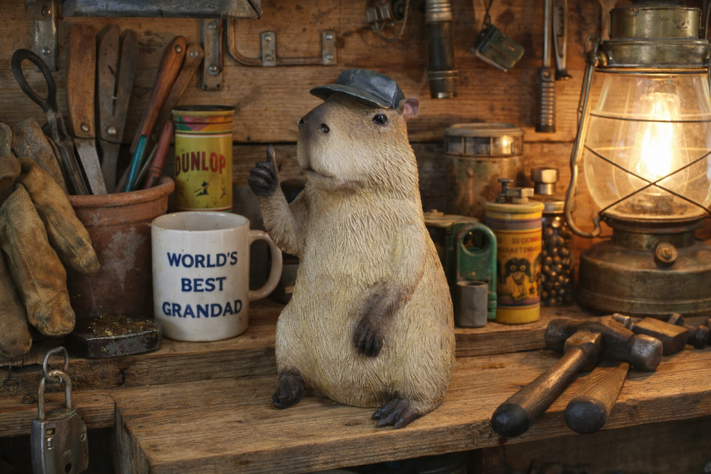 Resin Capybara with Hat Thumbs Up Figurine - Funny Animal Desk Decor