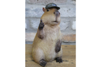 Resin Capybara with Hat Thumbs Up Figurine - Funny Animal Desk Decor