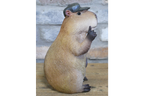 Resin Capybara with Hat Thumbs Up Figurine - Funny Animal Desk Decor