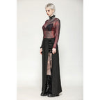 Dark in Love Carson Black and Red Tie-Dye Mesh Versatile Basic Top