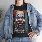 Happy Halloween Clown Novelty Printed T-Shirt 100% Cotton Scary Halloween Tee