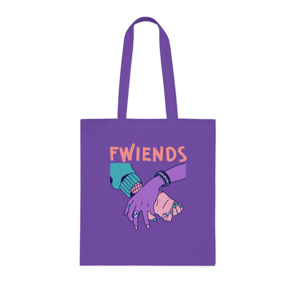 Fwiends Hands Printed Cotton Tote Bag Reusable Shopping Bag Friend Birthday Gift One size Lavender