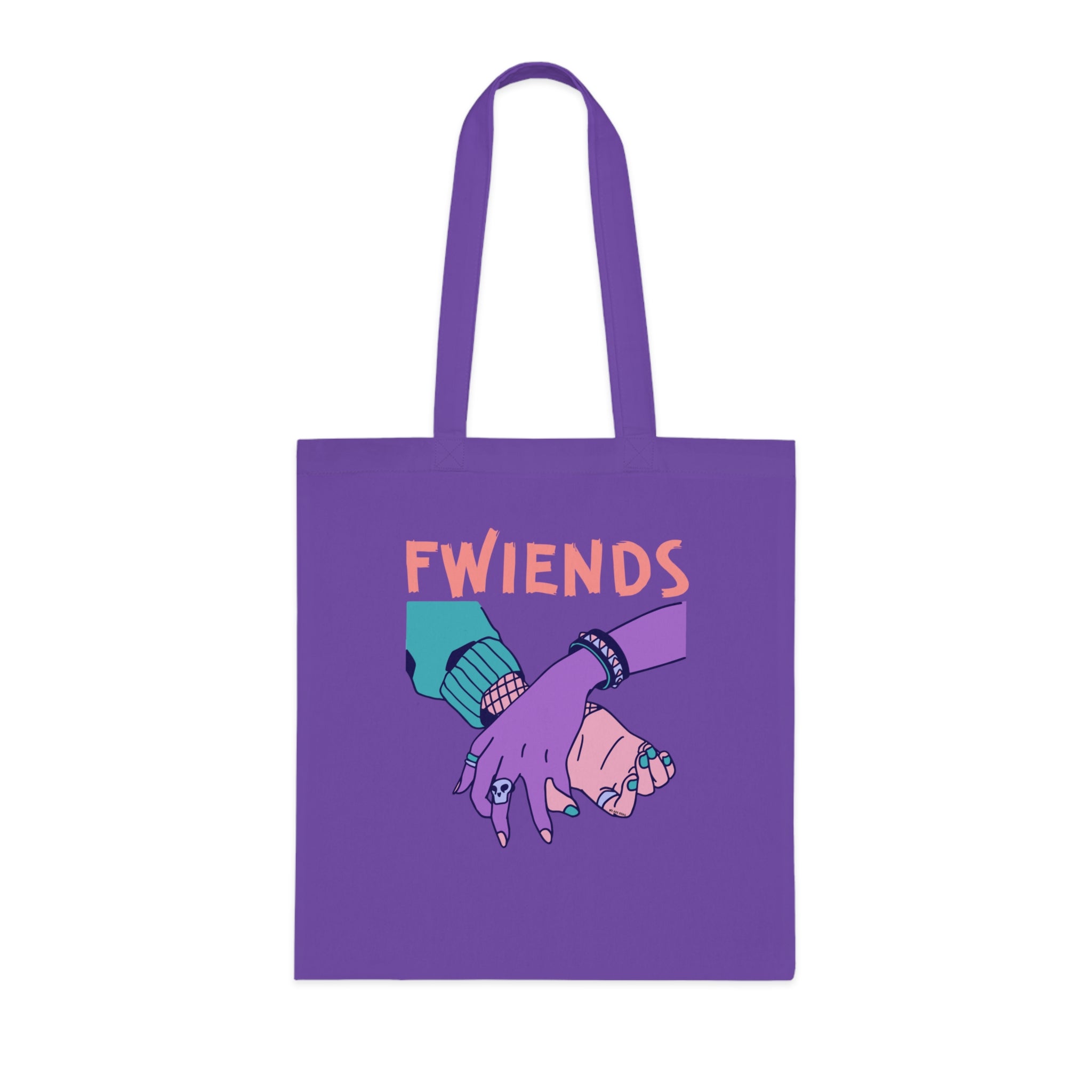 Fwiends Hands Printed Cotton Tote Bag Reusable Shopping Bag Friend Birthday Gift One size Lavender