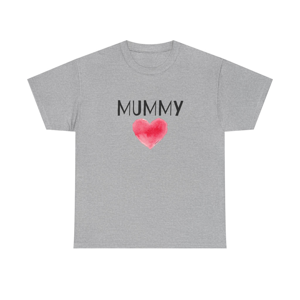 Mummy Heart Printed T-Shirt 100% Cotton Novelty Mum Mom Tee Birthday Mother's Day Gift Sport Grey