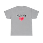 Mummy Heart Printed T-Shirt 100% Cotton Novelty Mum Mom Tee Birthday Mother's Day Gift Sport Grey