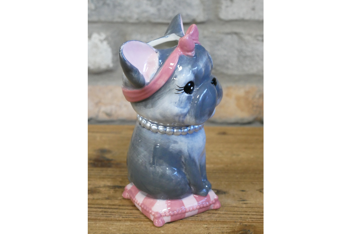 Cute French Bulldog Ceramic Vase Artificial Flower Pot Frenchie Gift