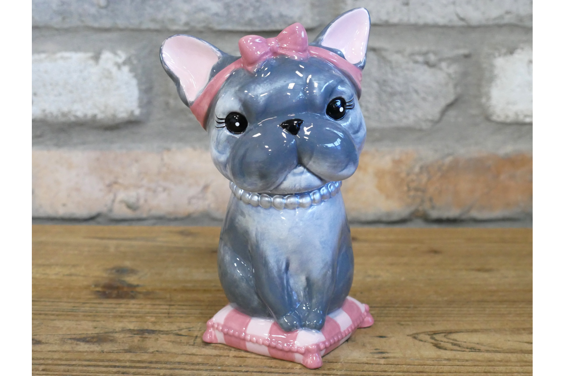 Cute French Bulldog Ceramic Vase Artificial Flower Pot Frenchie Gift