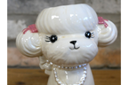 Cute Poodle Ceramic Vase Artificial Flower Pot Pearl Necklace Dog Gift