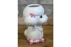 Cute Poodle Ceramic Vase Artificial Flower Pot Pearl Necklace Dog Gift