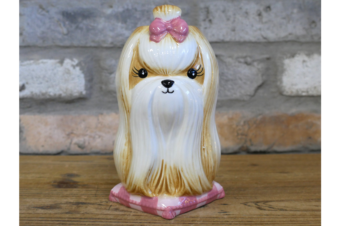 Cute Shih Tzu Ceramic Vase Artificial Flower Pot Maltese Dog Planter