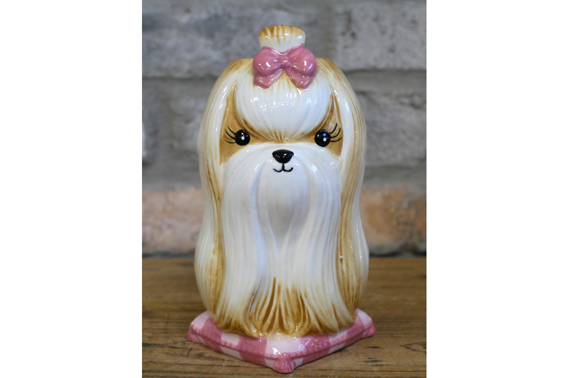 Cute Shih Tzu Ceramic Vase Artificial Flower Pot Maltese Dog Planter