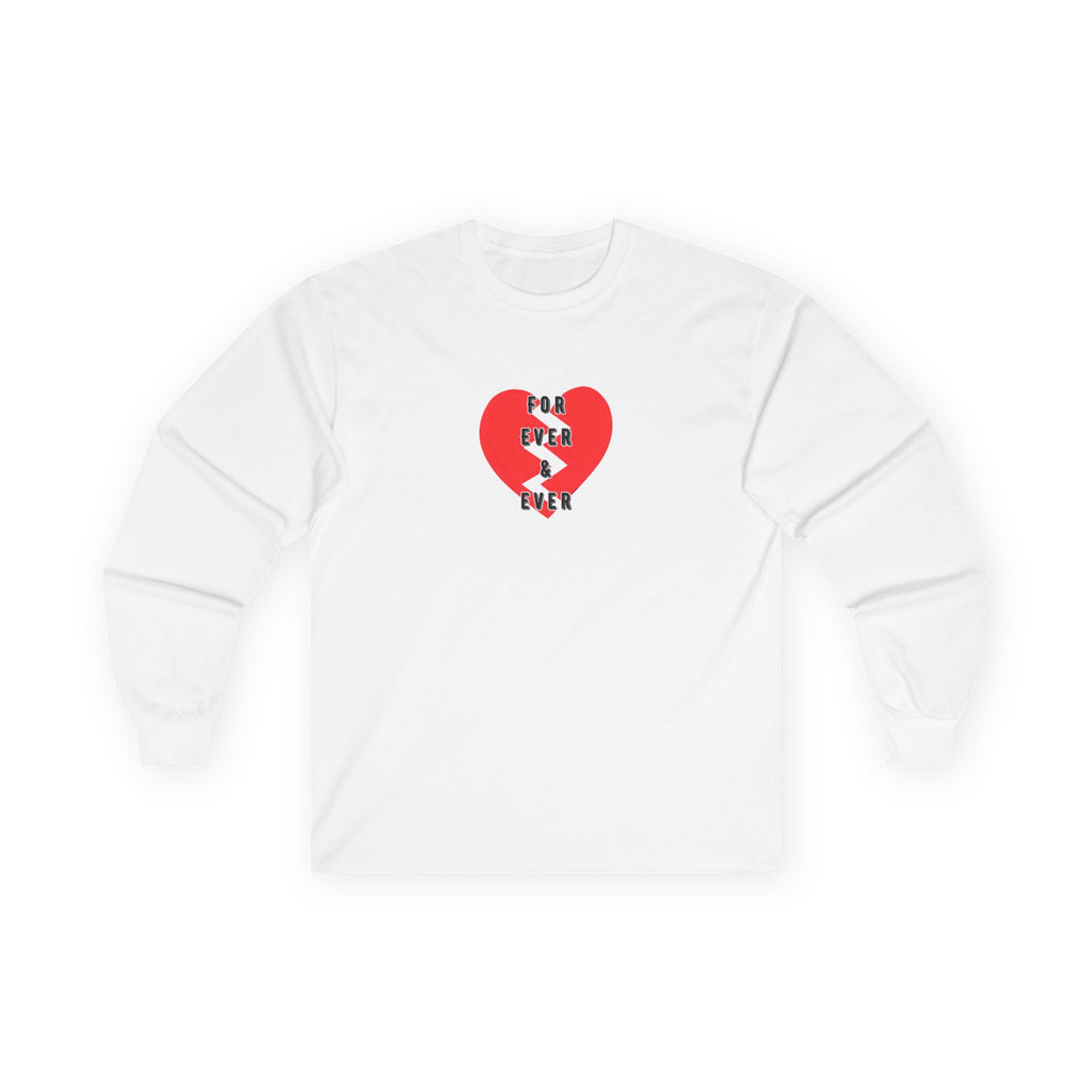 For Ever & Ever Broken Heart Long Sleeve Tee 100% Cotton Retro Heart T-Shirt Emo Goth Alternative Gift White