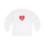 For Ever & Ever Broken Heart Long Sleeve Tee 100% Cotton Retro Heart T-Shirt Emo Goth Alternative Gift White