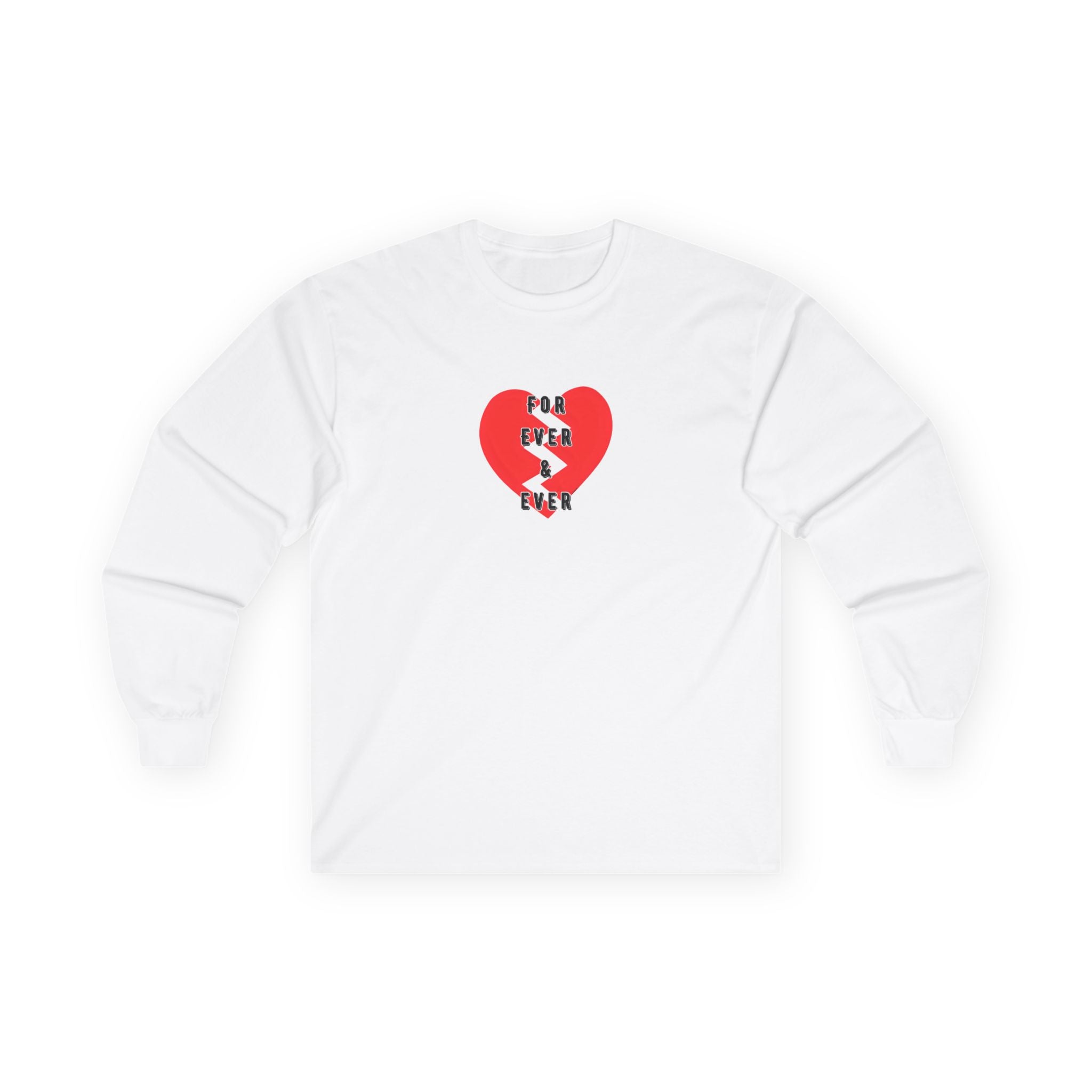 For Ever & Ever Broken Heart Long Sleeve Tee 100% Cotton Retro Heart T-Shirt Emo Goth Alternative Gift White