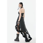 Dark in Love Belladonna Mesh Buckled Goth Skirt in Black