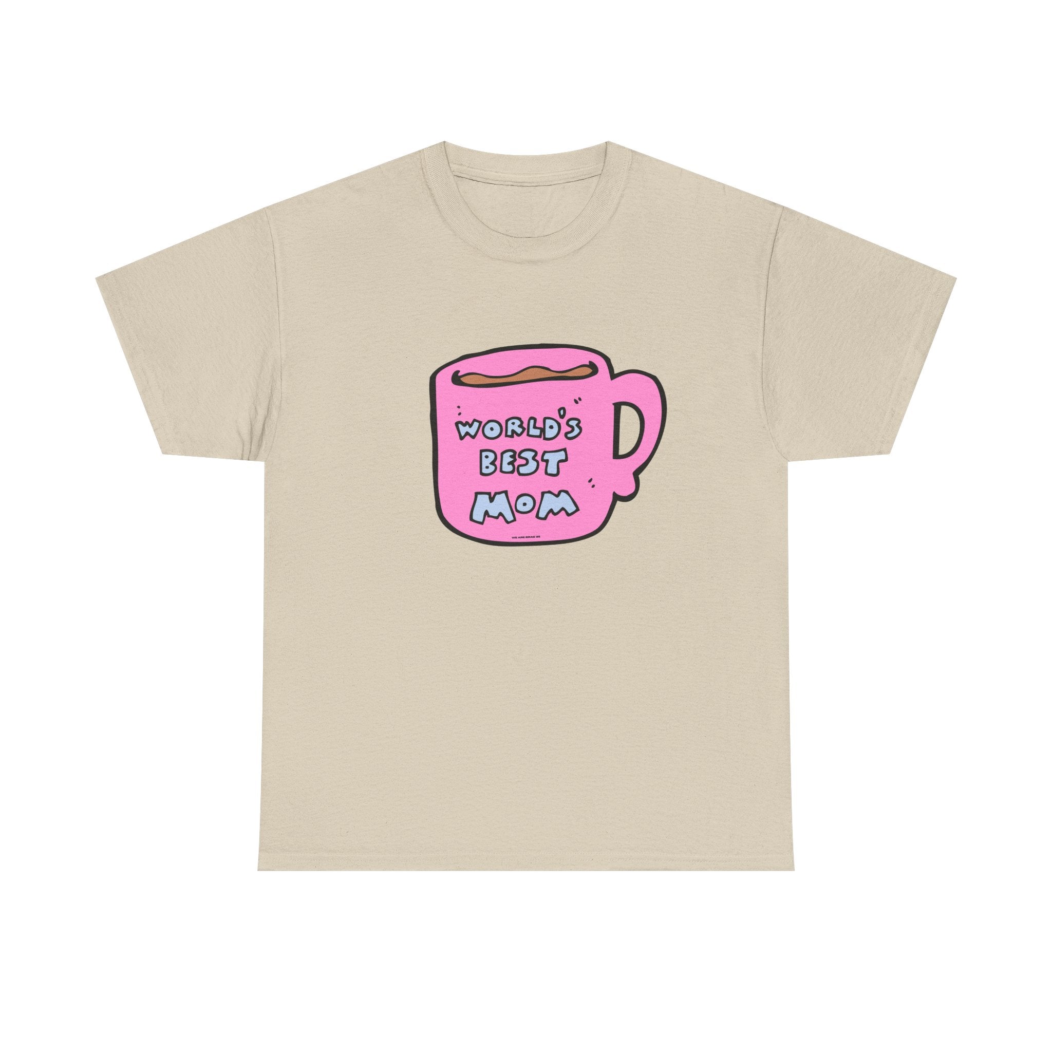 World's Best Mom Printed T-Shirt 100% Cotton Novelty Mum Mom Tee Birthday Mother's Day Gift Sand