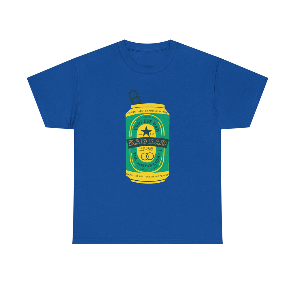 Rad Dad Beer Can Printed T-Shirt 100% Cotton Novelty Dad Tee Birthday Father's Day Gift Royal