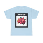 Mindworms Brain Printed T-Shirt 100% Cotton Weird Retro Novelty Worms Tee Light Blue