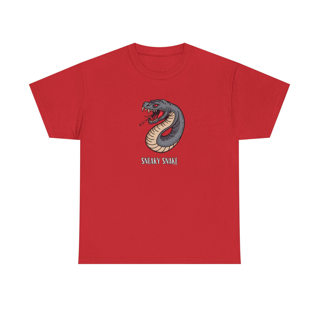 Sneaky Snake Printed T-Shirt 100% Cotton Novelty Scary Halloween Tee Red