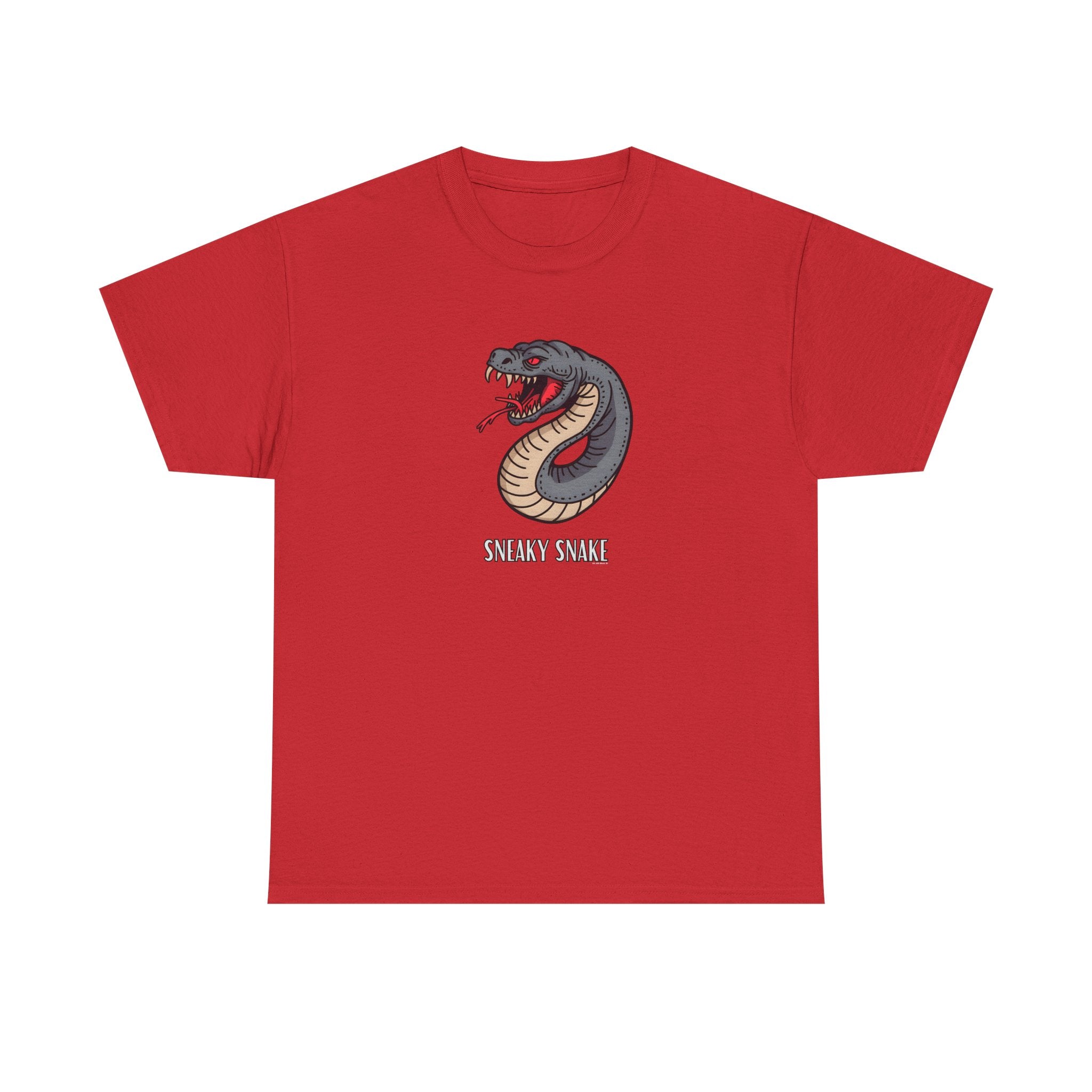 Sneaky Snake Printed T-Shirt 100% Cotton Novelty Scary Halloween Tee Red