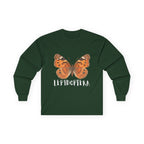 Lepidoptera Butterfly Long Sleeve Tee 100% Cotton Retro Insect Order T-Shirt Gift Forest Green