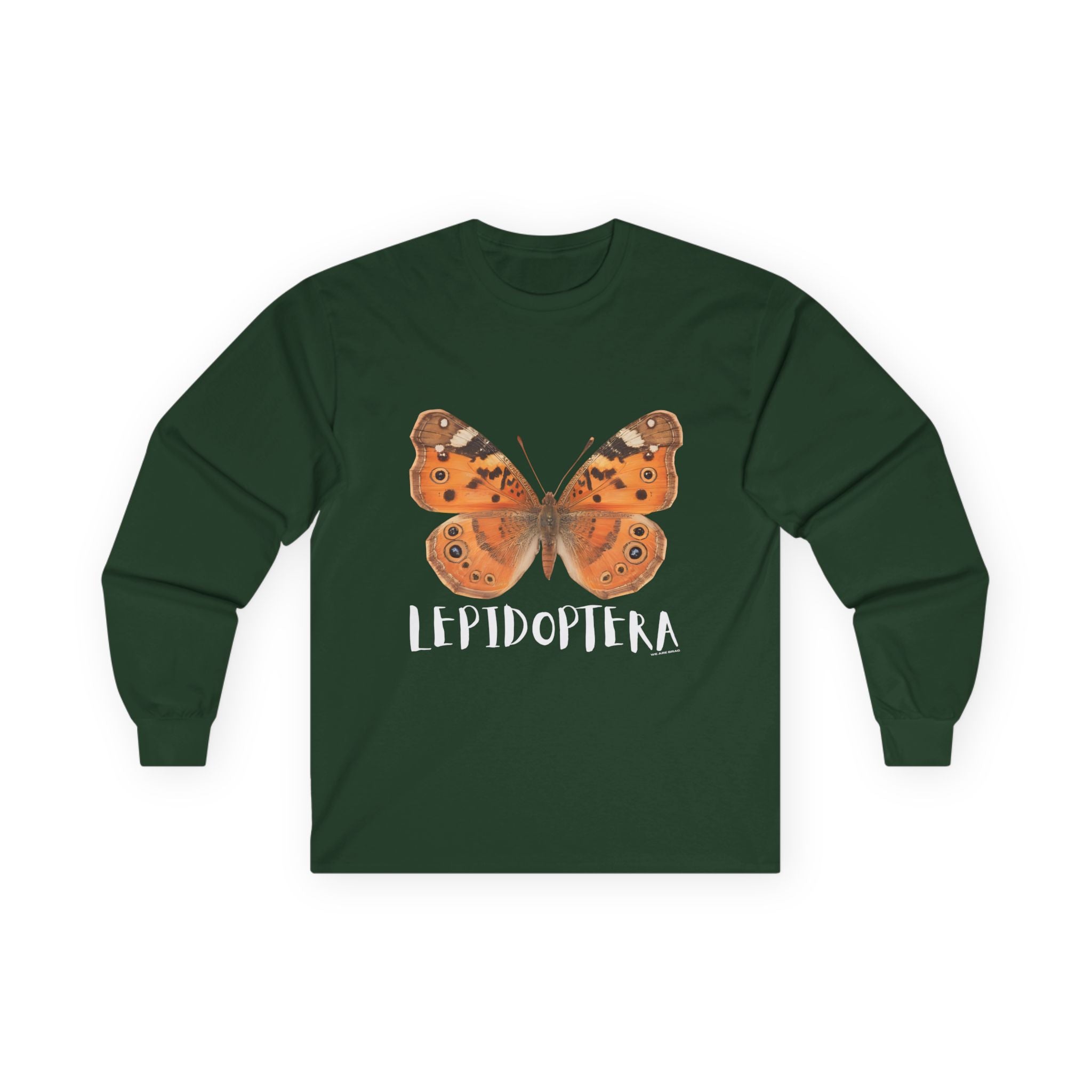 Lepidoptera Butterfly Long Sleeve Tee 100% Cotton Retro Insect Order T-Shirt Gift Forest Green