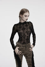 Punk Rave Ravena Cross Flocking Mesh Top