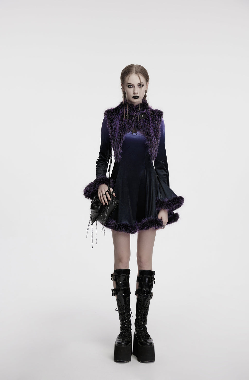Punk Rave Lilith Gradient Devil Fur Shawl In Violet