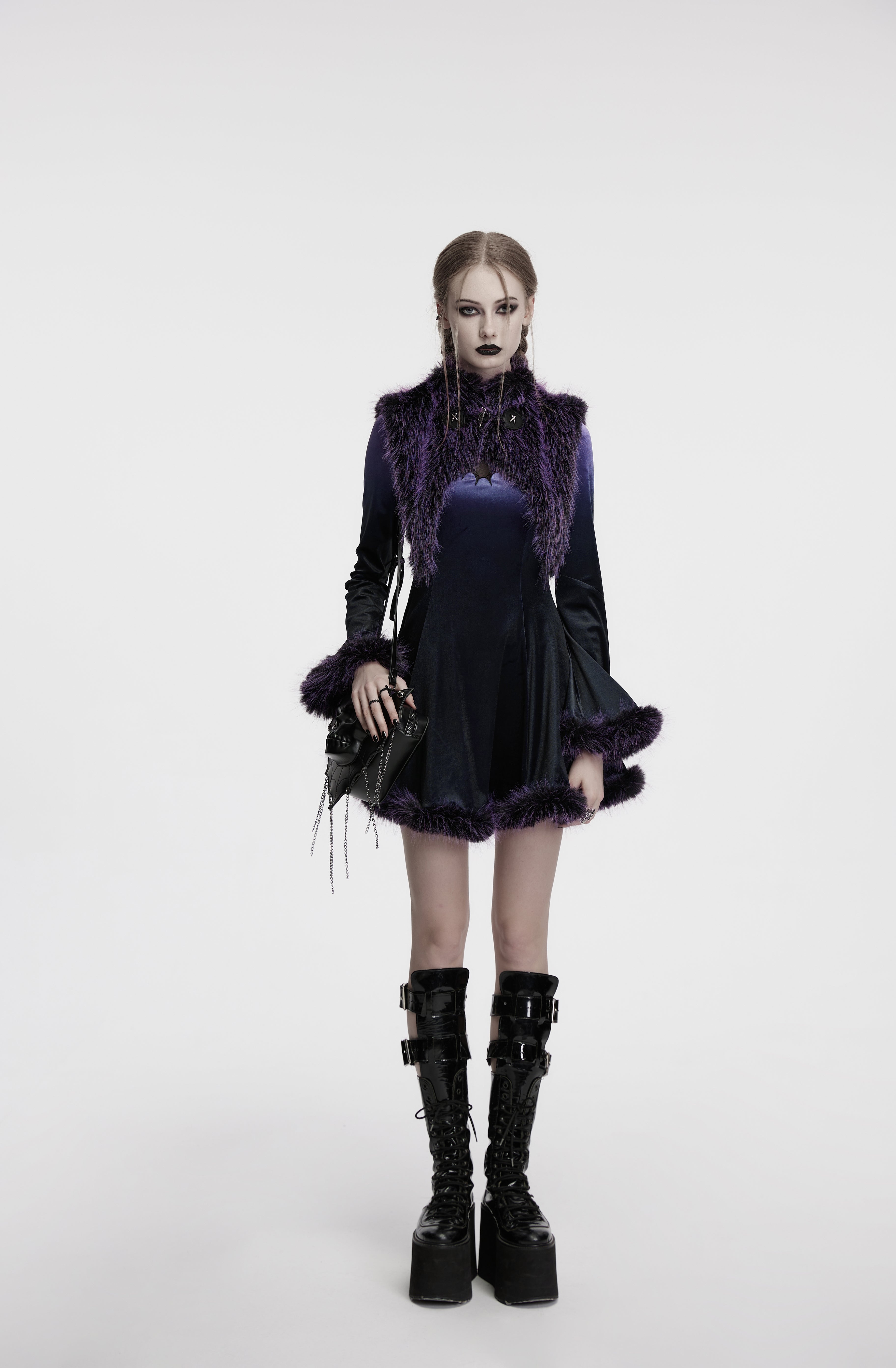 Punk Rave Lilith Gradient Devil Fur Shawl In Violet