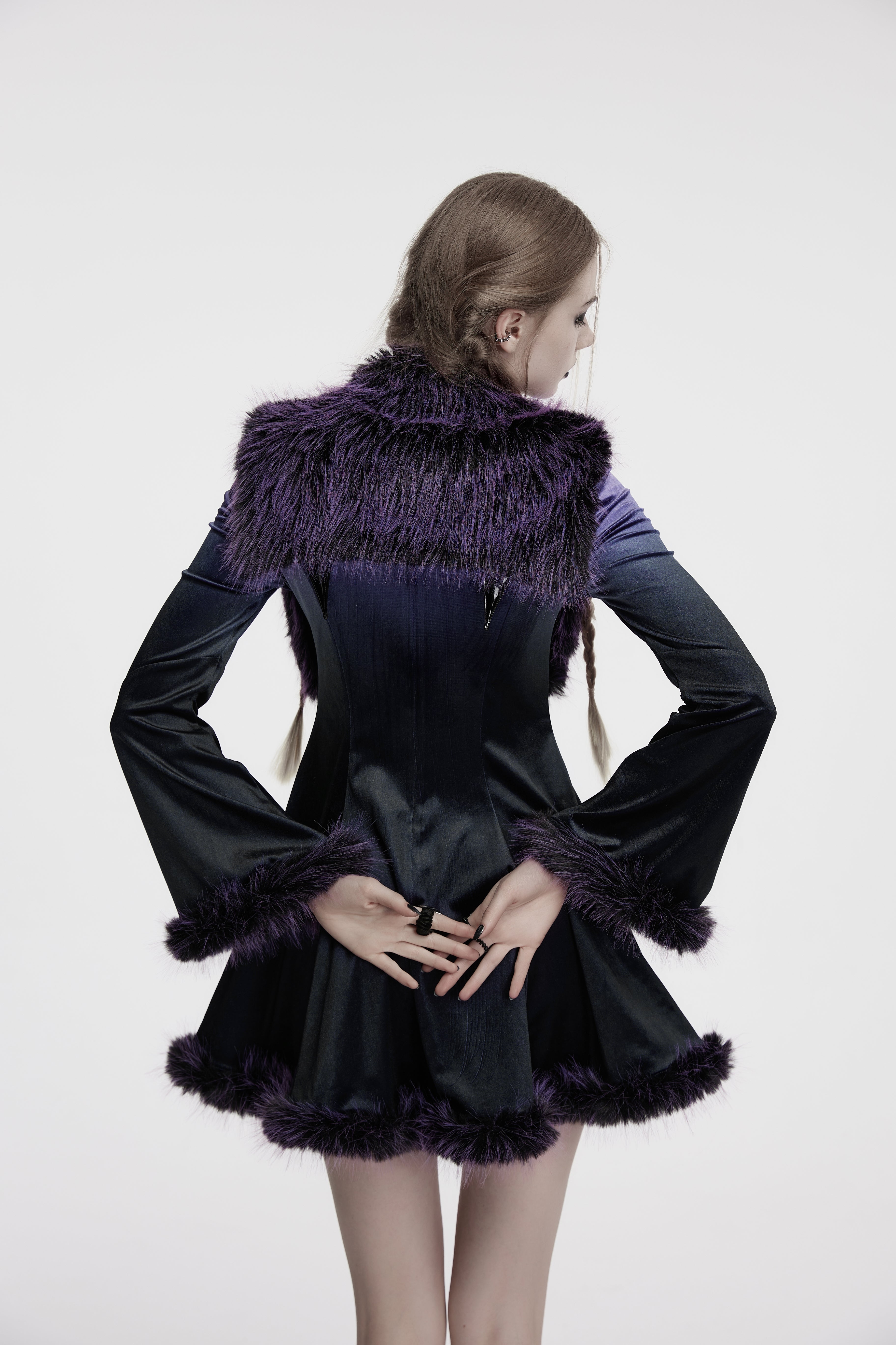 Punk Rave Lilith Gradient Devil Fur Shawl In Violet