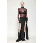 Dark in Love Carson Black and Red Tie-Dye Mesh Versatile Basic Top