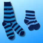 Blue Stripe Matching Bamboo Socks (Adult & Child) UK 12-15 (US 13-15.5 EU 47-50)