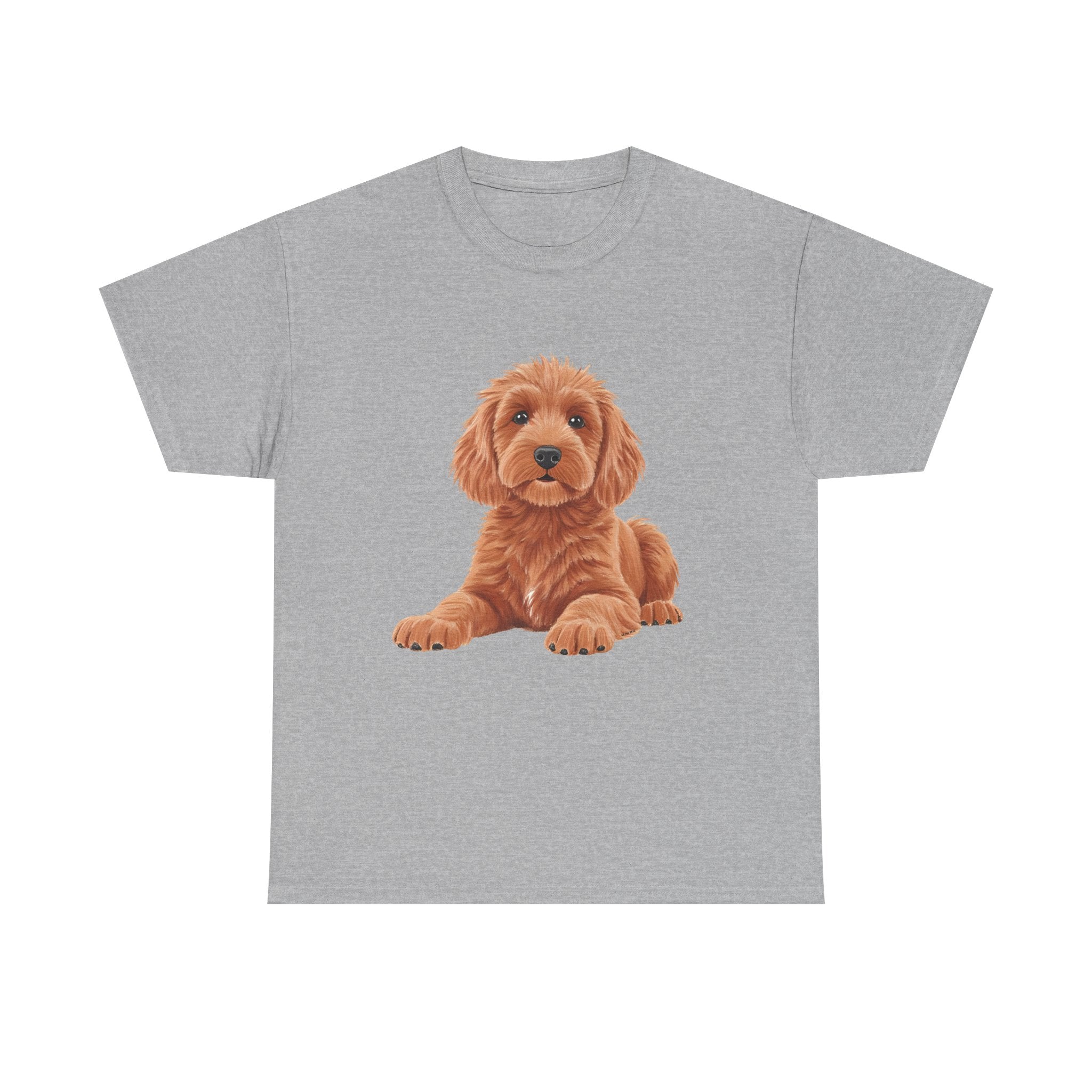 Brown Cockapoo Printed T-Shirt 100% Cotton Novelty Cute Dog Tee Gift Sport Grey