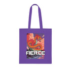 Fierce Anime Dragon Printed Cotton Tote Bag Reusable Shopping Bag Japanese Anime Art Gift One size Lavender