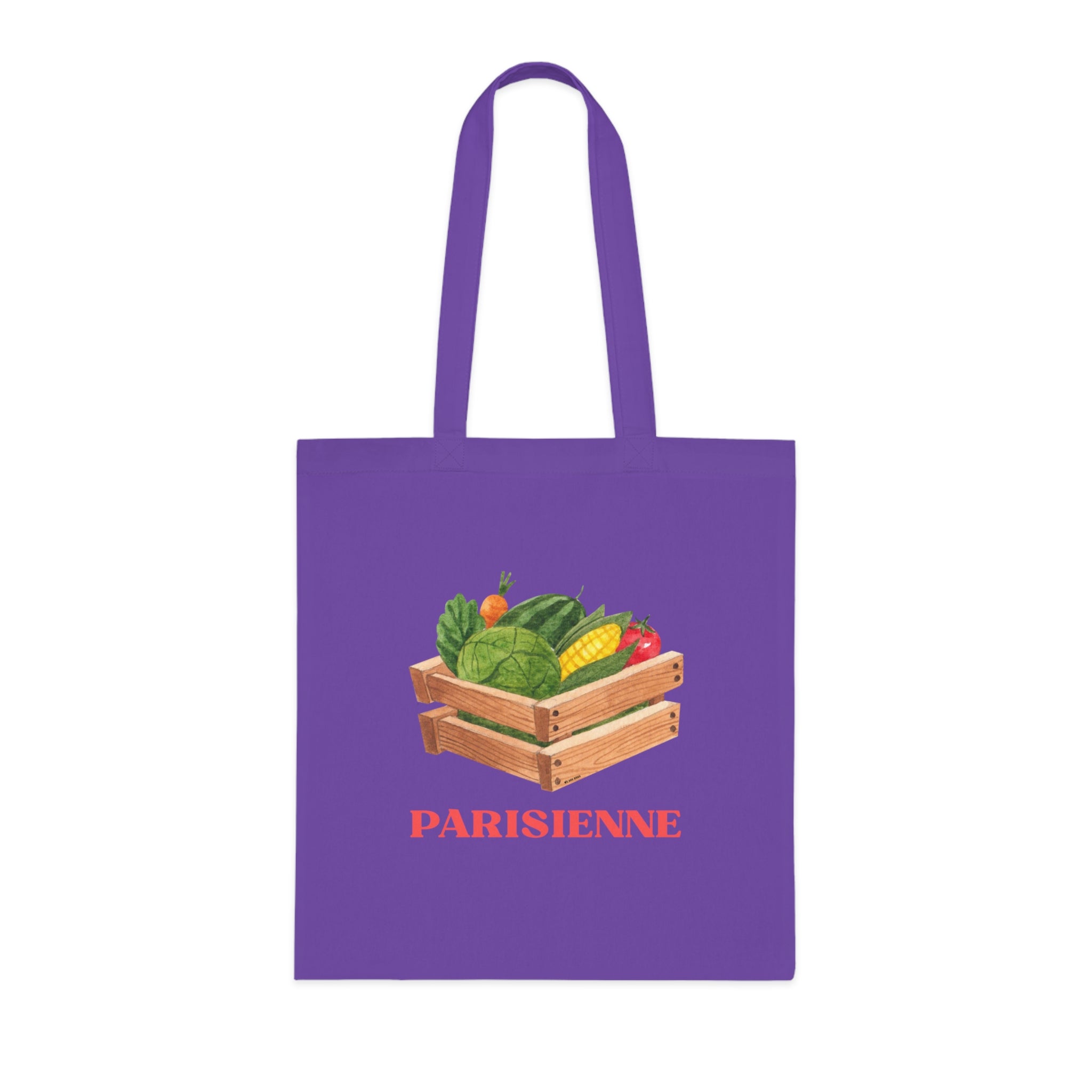 Parisienne Vegetables Printed Cotton Tote Bag Reusable Shopping Bag Gift One size Lavender
