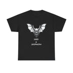 Death & Destruction Bat Skull Printed T-Shirt 100% Cotton Goth Biker Halloween Tee Black