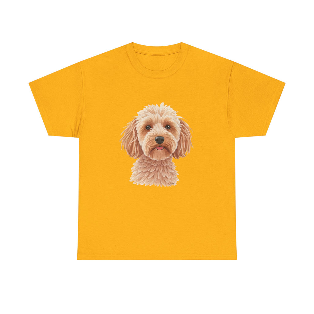 Light Cockapoo Printed T-Shirt 100% Cotton Novelty Cute Dog Tee Gift Gold
