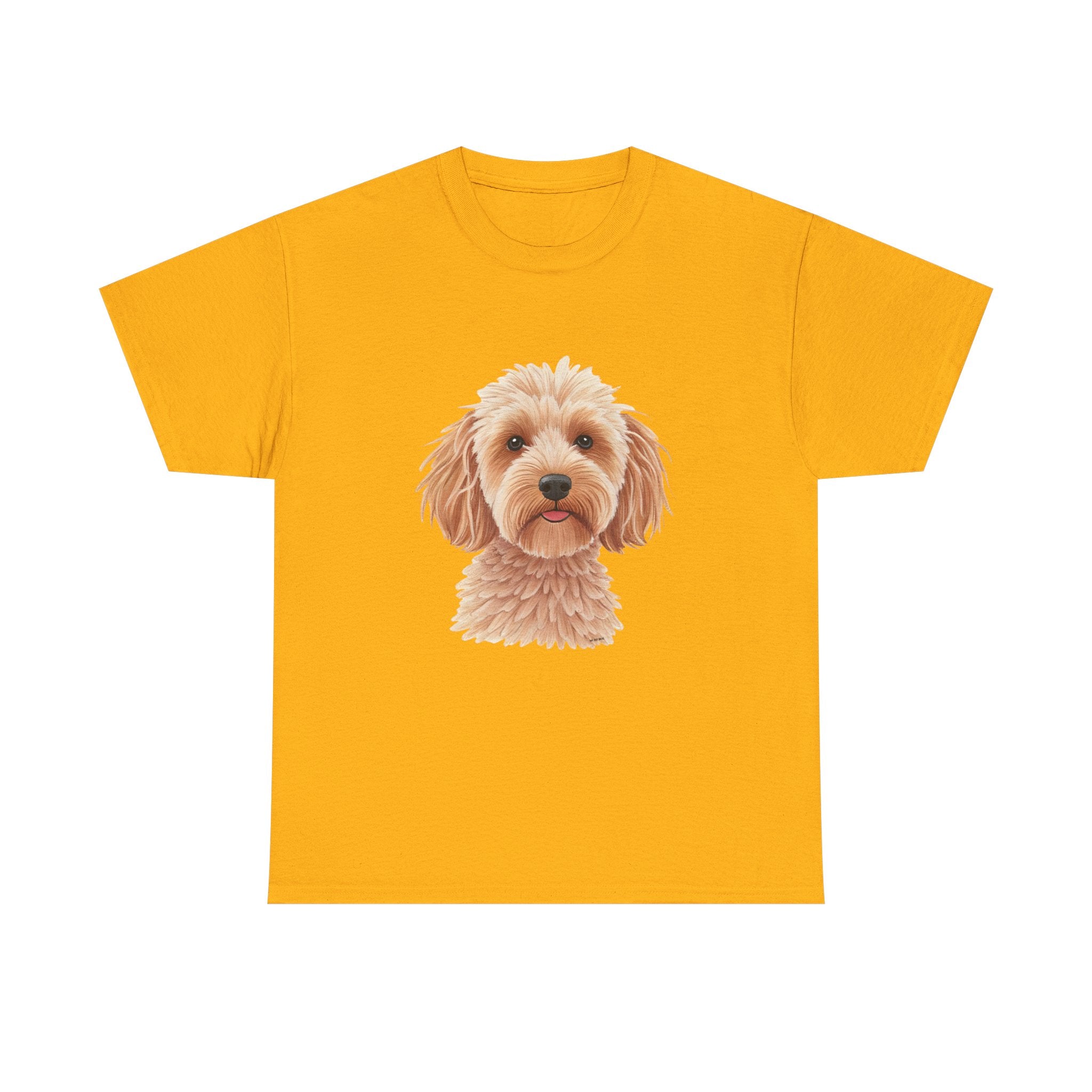 Light Cockapoo Printed T-Shirt 100% Cotton Novelty Cute Dog Tee Gift Gold