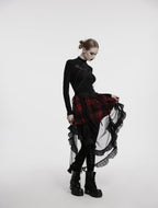 Punk Rave Morrigan Mesh Plaid High-Low Skirt