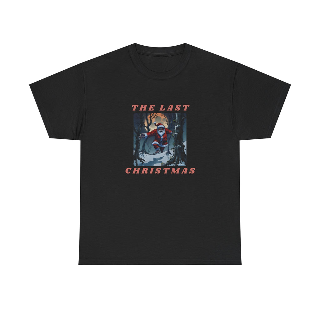 The Last Christmas Printed T-Shirt 100% Cotton Novelty Zombie Santa Xmas Tee Gift Black