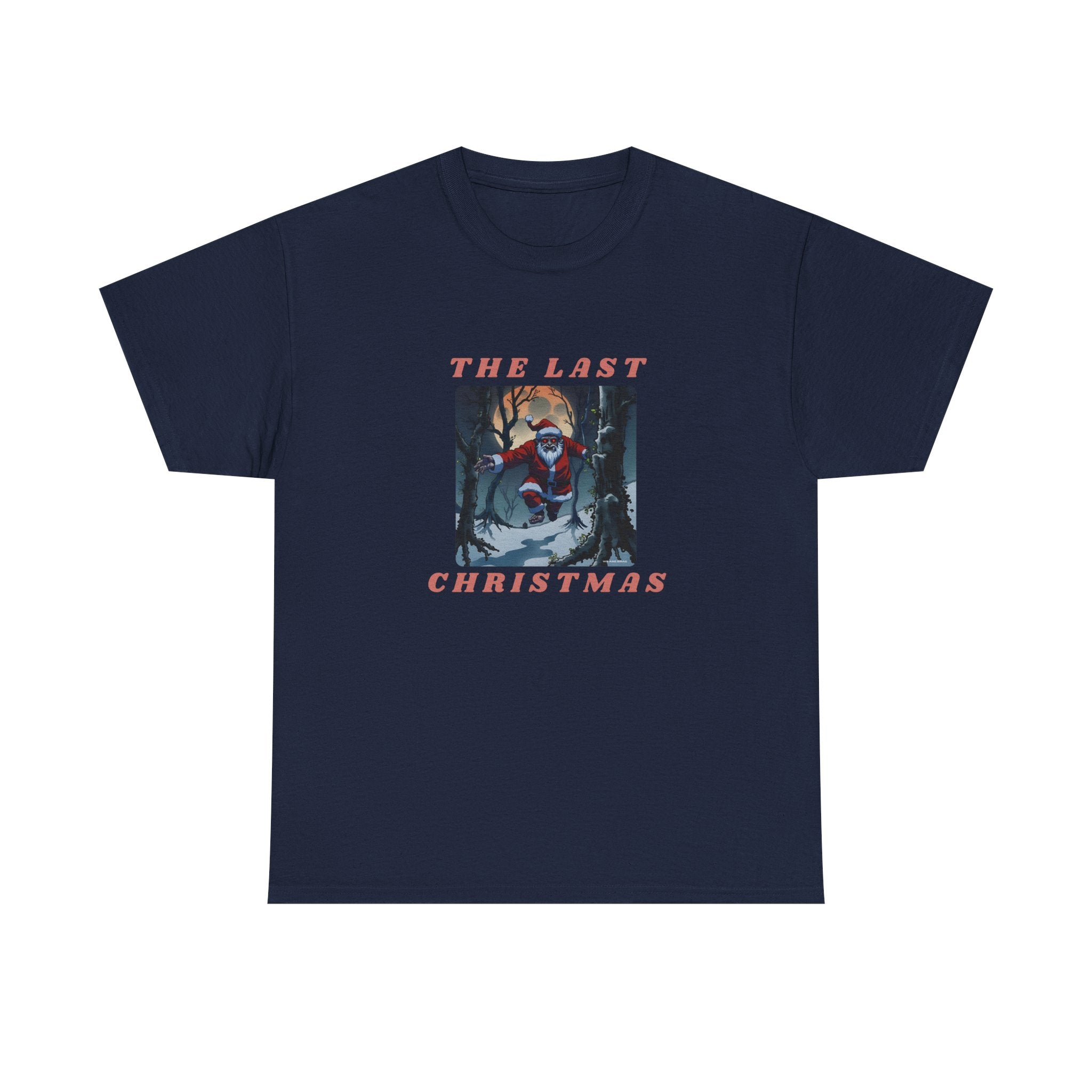 The Last Christmas Printed T-Shirt 100% Cotton Novelty Zombie Santa Xmas Tee Gift Navy