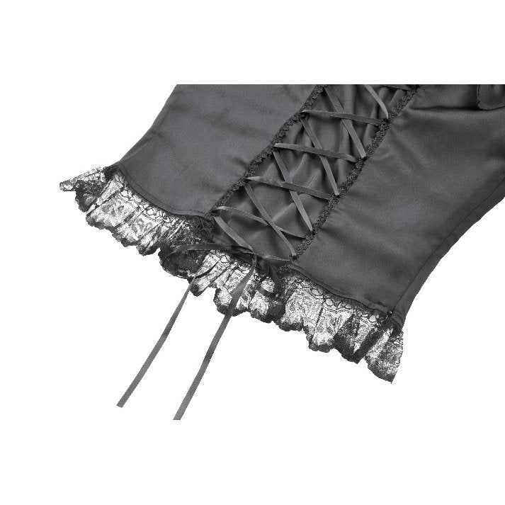 Dark in Love Seraphina Ruched Puff Sleeve Corset Top in Black